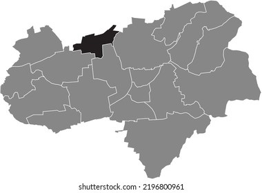 Mapa de ubicación resaltada en blanco plano negro del 
DISTRITO HOLTENSEN dentro del mapa administrativo gris de Göttingen, Alemania