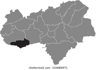 Black flat blank highlighted location map of the 
GROSS ELLERSHAUSEN DISTRICT inside gray administrative map of Göttingen, Germany