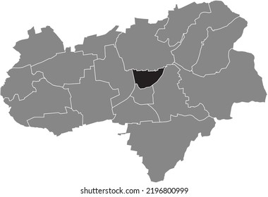 Black flat blank highlighted location map of the 
NORDSTADT DISTRICT inside gray administrative map of Göttingen, Germany