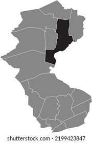 Black flat blank highlighted location map of the 
OVERHAGEN DISTRICT inside gray administrative map of Bottrop, Germany