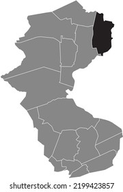 Black flat blank highlighted location map of the 
FELDHAUSEN DISTRICT inside gray administrative map of Bottrop, Germany