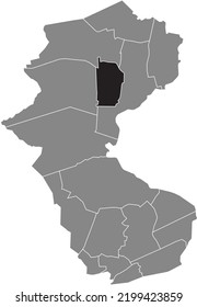 Black flat blank highlighted location map of the 
KIRCHHELLEN-MITTE DISTRICT inside gray administrative map of Bottrop, Germany