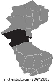 Mapa de ubicación resaltada en blanco plano negro del 
DISTRITO GRAFENWALD dentro del mapa administrativo gris de Bottrop, Alemania