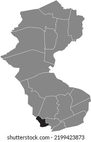 Schwarz-Flachbildschirm-Standortkarte 
VONDERORT DISTRICT in grauer Verwaltungskarte von Bottrop, Deutschland