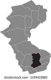 Black flat blank highlighted location map of the 
BATENBROCK DISTRICT inside gray administrative map of Bottrop, Germany