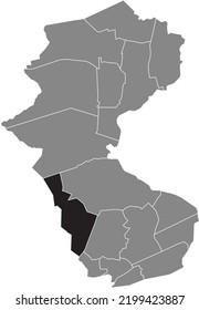 Schwarz-Flachbildschirm-Standortkarte 
FUHLENBROCK DISTRICT in grauer Verwaltungskarte von Bottrop, Deutschland