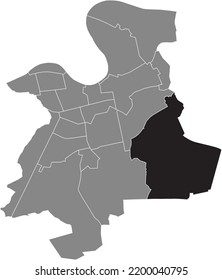 Black flat blank highlighted location map of the 
BIEBER DISTRICT inside gray administrative map of Offenbach am Main, Germany