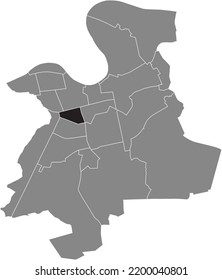 Mapa de ubicación resaltada en blanco plano negro del 
DISTRITO SENEFELDERQUARTIER dentro del mapa administrativo gris de Offenbach am Main, Alemania