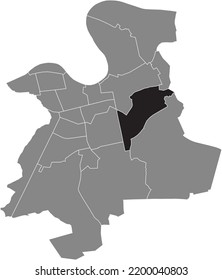 Black flat blank highlighted location map of the 
BIEBERER BERG DISTRICT inside gray administrative map of Offenbach am Main, Germany