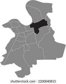 Black flat blank highlighted location map of the 
OFFENBACH-OST DISTRICT inside gray administrative map of Offenbach am Main, Germany