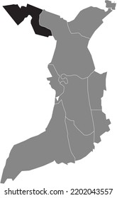 Schwarz-Flachbildschirm-Standortkarte 
WEDDEWARDEN DISTRICT in grauer Stadtplan Bremerhaven, Deutschland