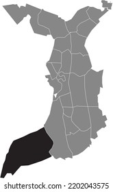 Black flat blank highlighted location map of the 
LUNEPLATE QUARTER inside gray administrative map of Bremerhaven, Germany