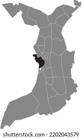 Mapa de ubicación resaltada en blanco plano negro del 
TRIMESTRE MITTE-SÜD dentro del mapa administrativo gris de Bremerhaven, Alemania
