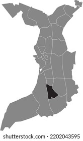 Mapa de ubicación resaltada en blanco plano negro del 
BARRIO DREIBERGEN dentro del mapa administrativo gris de Bremerhaven, Alemania
