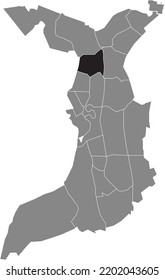 Black flat blank highlighted location map of the 
ECKERNFELD QUARTER inside gray administrative map of Bremerhaven, Germany