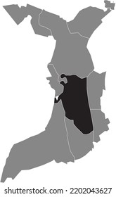 Schwarz-Flachbildschirm-Standortkarte 
GEESTEMÜNDE DISTRICT in grauer Verwaltungskarte von Bremerhaven, Deutschland