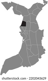 Mapa de ubicación resaltada en blanco plano negro del 
TRIMESTRE DE TWISCHKAMP dentro del mapa administrativo gris de Bremerhaven, Alemania