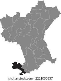 Black flat blank highlighted location map of the RINGELHEIM DISTRICT inside gray administrative map of Salzgitter, Germany