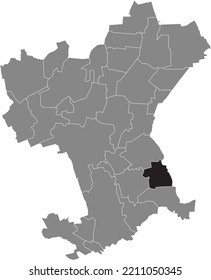 Black flat blank highlighted location map of the FLACHSTÖCKHEIM DISTRICT inside gray administrative map of Salzgitter, Germany