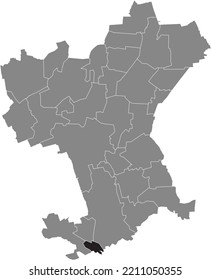 Black flat blank highlighted location map of the HOHENRODE DISTRICT inside gray administrative map of Salzgitter, Germany