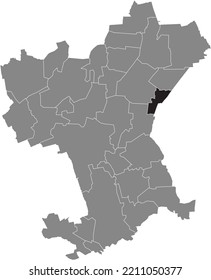 Mapa de ubicación resaltado en blanco y negro del DISTRITO IMMENDORF dentro del mapa administrativo gris de Salzgitter, Alemania