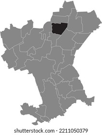 Black flat blank highlighted location map of the BLECKENSTEDT DISTRICT inside gray administrative map of Salzgitter, Germany