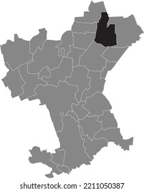 Black flat blank highlighted location map of the BEDDINGEN DISTRICT inside gray administrative map of Salzgitter, Germany