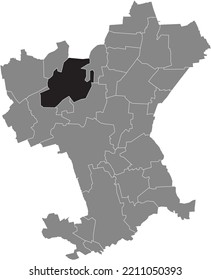 Mapa de ubicación resaltada en blanco plano negro del 
DISTRITO LEBENSTEDT dentro del mapa administrativo gris de Salzgitter, Alemania