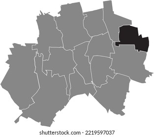 Black flat blank highlighted location map of the EINUM MUNICIPALITY inside gray administrative map of Hildesheim, Germany