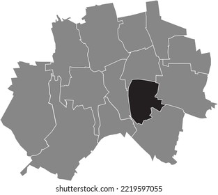 Black flat blank highlighted location map of the MARIENBURGER HÖHE-GALGENBERG MUNICIPALITY inside gray administrative map of Hildesheim, Germany