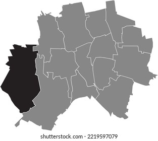 Black flat blank highlighted location map of the SORSUM MUNICIPALITY inside gray administrative map of Hildesheim, Germany