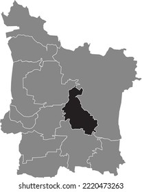 Black flat blank highlighted location map of the BRUCK DISTRICT inside gray administrative map of Erlangen, Germany