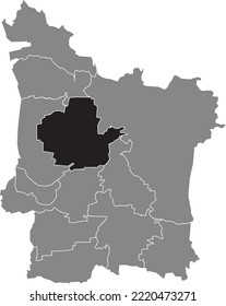 Mapa de ubicación resaltado en blanco y negro del DISTRITO BÜCHENBACH dentro del mapa administrativo gris de Erlangen, Alemania