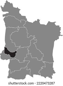 Schwarze, flache, markierte Standortkarte des KLOSTERWALD DISTRICT in grauem Stadtplan von Erlangen, Deutschland