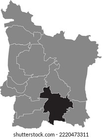 Black flat blank highlighted location map of the ELTERSDORF DISTRICT inside gray administrative map of Erlangen, Germany