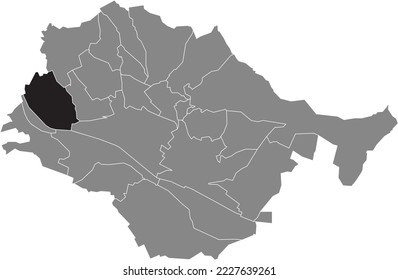 Mapa de ubicación resaltado en blanco y negro del MUNICIPIO METTINGEN dentro del mapa administrativo gris de Esslingen, Alemania