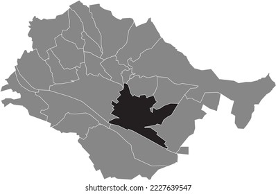 Schwarz-flacher, hervorgehobener Standort-Karte der OBERESSLINGEN MUNICIPALITY in grauem Stadtplan von Esslingen, Deutschland