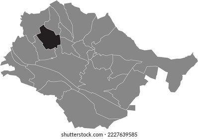 Schwarz-flacher, markierter Standort-Karte der SULZGRIES MUNICIPALITY in grauem Stadtplan von Esslingen, Deutschland
