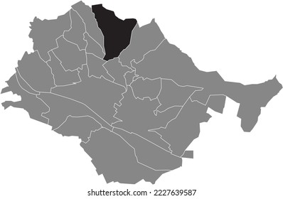 Black flat blank highlighted location map of the WÄLDENBRONN MUNICIPALITY inside gray administrative map of Esslingen, Germany