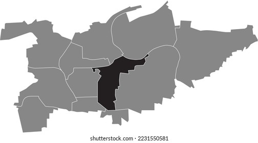 Mapa de ubicación resaltado en blanco y negro del MUNICIPIO OST (SCHLÖSSLESFELD) dentro del mapa administrativo gris de LUDWIGSBURG, Alemania