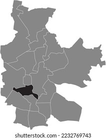 Mapa de ubicación resaltado en blanco y negro del DISTRITO VORSTADT SPREMBERGER dentro del mapa administrativo gris de COTTBUS, Alemania