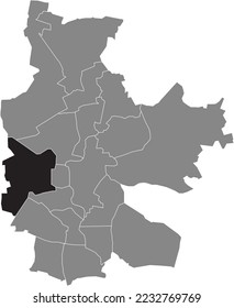 Schwarze, flach markierte Orte-Karte des STÖBITZ DISTRICT in grauer Verwaltungskarte von COTTBUS, Deutschland