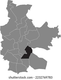 Black flat blank highlighted location map of the BRANITZ DISTRICT inside gray administrative map of COTTBUS, Germany