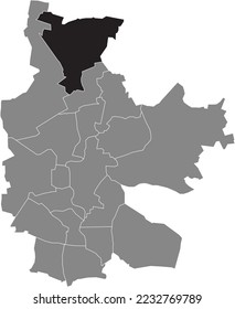 Black flat blank highlighted location map of the DÖBBRICK DISTRICT inside gray administrative map of COTTBUS, Germany