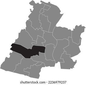 Black flat blank highlighted location map of the KÖNIGSTOR QUARTER inside gray administrative map of MINDEN, Germany