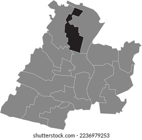 Schwarz flache, markierte Ortungskarte des KUTENHAUSEN QUARTER in grauer Verwaltungskarte von MINDEN, Deutschland