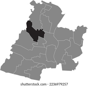 Mapa de ubicación resaltado en blanco plano negro del TRIMESTRE MINDERHEIDE dentro del mapa administrativo gris de MINDEN, Alemania