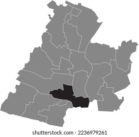 Mapa de ubicación resaltado en blanco y negro del TRIMESTRE RODENBECK dentro del mapa administrativo gris de MINDEN, Alemania