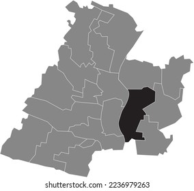 Black flat blank highlighted location map of the RECHTES WESERUFER QUARTER inside gray administrative map of MINDEN, Germany