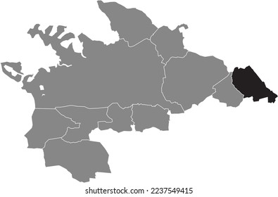 Mapa de posición resaltado en blanco plano negro del TRIMESTRE WEIGHEIM dentro del mapa administrativo gris de VILLINGEN-SCHWENNINGEN, Alemania
